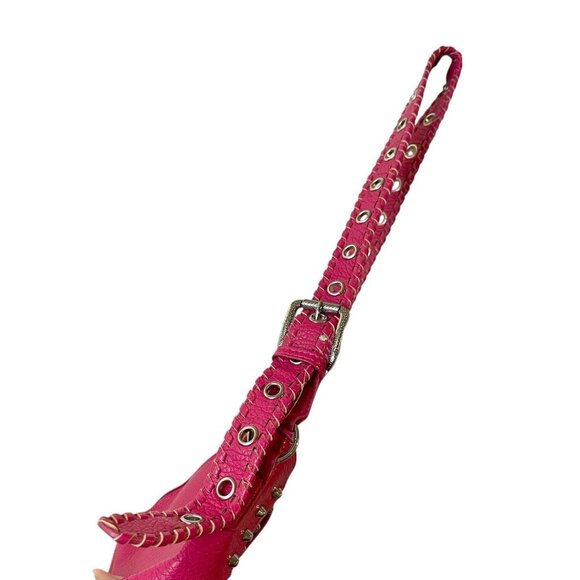 Urban Outfitters Devon Silver Studded Crossbody Bag Purse Pink Adjustable Strap - Picture 4 of 9